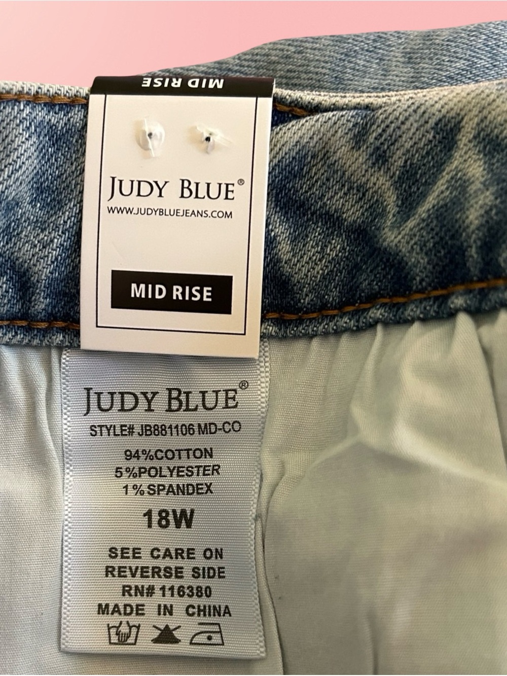 NWT! JUDY BLUE,WIDE CROP MED. BLUE JEANS IN PLUS SIZE 18W. MID RISE,FINISHED HEM - Picture 12 of 16